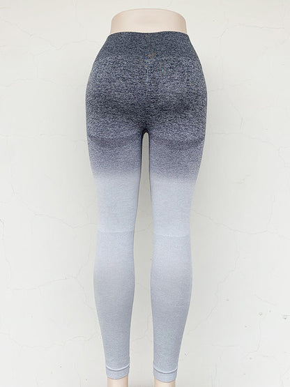 Neue elastische, nahtlose Farbverlaufshose mit hoher Taille, schlankmachende, enge Yogahose