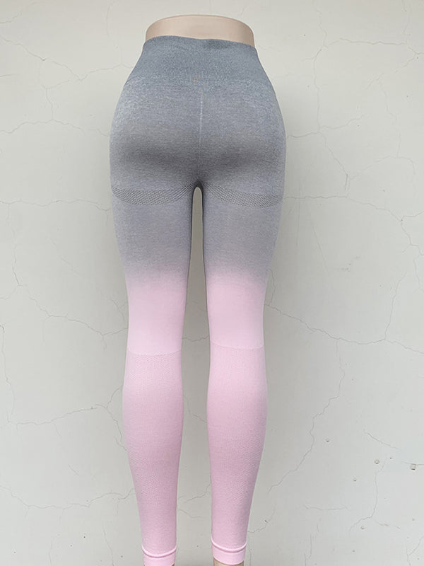 Neue elastische, nahtlose Farbverlaufshose mit hoher Taille, schlankmachende, enge Yogahose