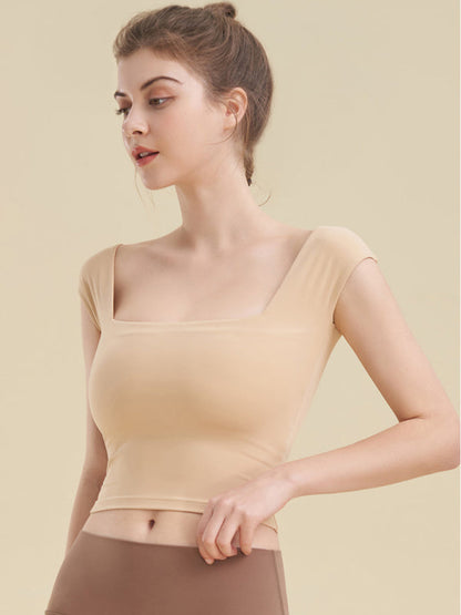 Enganliegendes Sport-Tanktop mit quadratischem Ausschnitt für Yoga-Kleidung für Damen