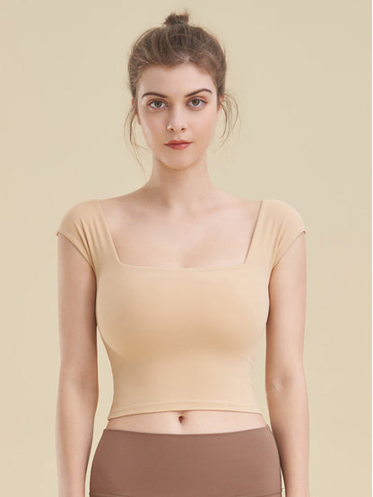 Enganliegendes Sport-Tanktop mit quadratischem Ausschnitt für Yoga-Kleidung für Damen