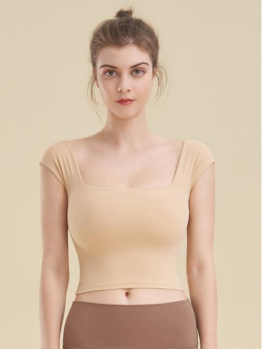 Enganliegendes Sport-Tanktop mit quadratischem Ausschnitt für Yoga-Kleidung für Damen