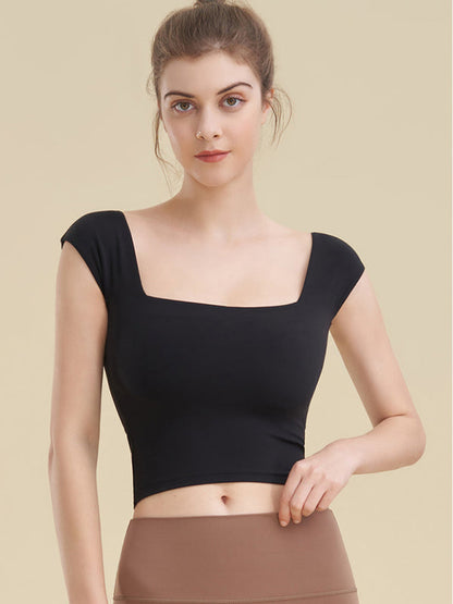 Enganliegendes Sport-Tanktop mit quadratischem Ausschnitt für Yoga-Kleidung für Damen
