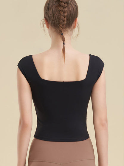 Enganliegendes Sport-Tanktop mit quadratischem Ausschnitt für Yoga-Kleidung für Damen