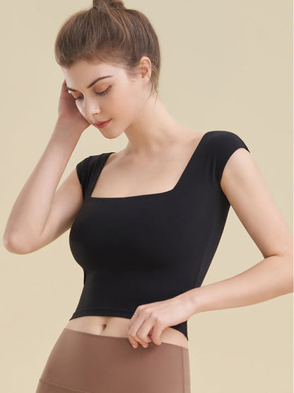 Enganliegendes Sport-Tanktop mit quadratischem Ausschnitt für Yoga-Kleidung für Damen