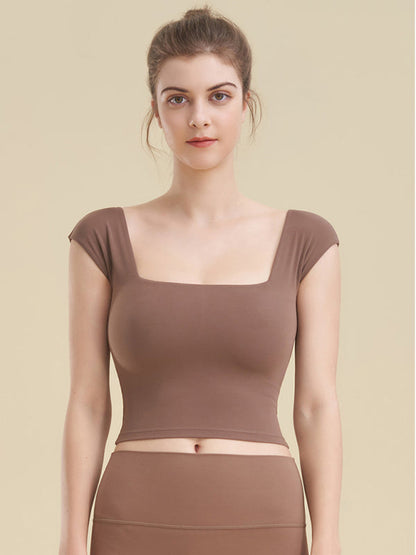 Enganliegendes Sport-Tanktop mit quadratischem Ausschnitt für Yoga-Kleidung für Damen