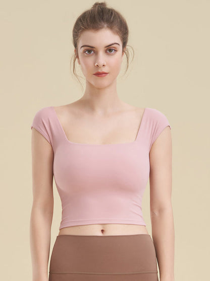 Enganliegendes Sport-Tanktop mit quadratischem Ausschnitt für Yoga-Kleidung für Damen