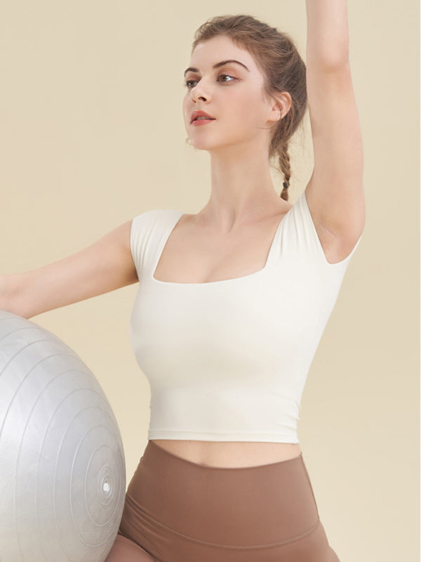 Enganliegendes Sport-Tanktop mit quadratischem Ausschnitt für Yoga-Kleidung für Damen