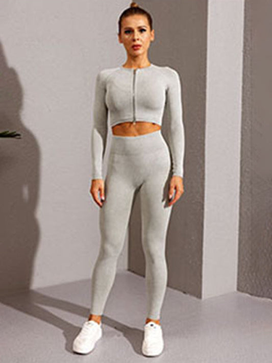 Neue mehrfarbige Fitness-Langarm-Yoga-Langarm-Reißverschlussjacke