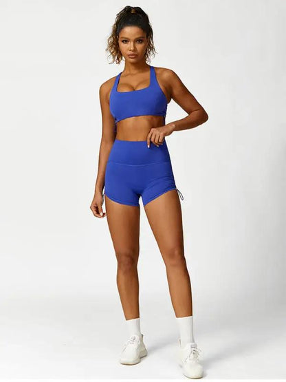 Neue Yogahose mit Kordelzug, atmungsaktiv, einfarbig, Laufhose