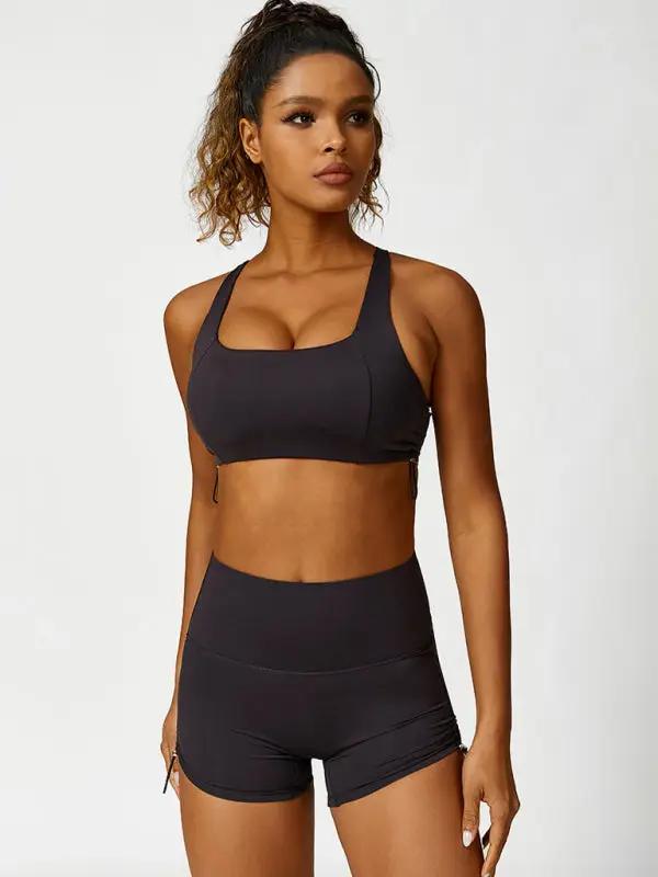 Neue Yogahose mit Kordelzug, atmungsaktiv, einfarbig, Laufhose