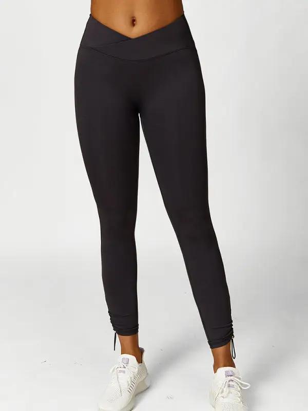 Neue Yogahose mit Kordelzug, atmungsaktiv, einfarbig, Laufhose