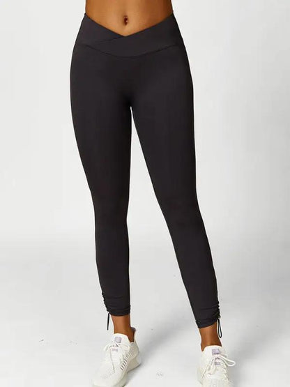 Neue Yogahose mit Kordelzug, atmungsaktiv, einfarbig, Laufhose