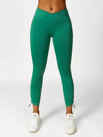 Neue Yogahose mit Kordelzug, atmungsaktiv, einfarbig, Laufhose