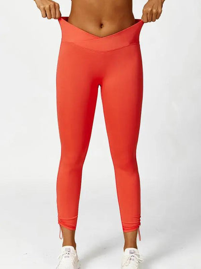Neue Yogahose mit Kordelzug, atmungsaktiv, einfarbig, Laufhose