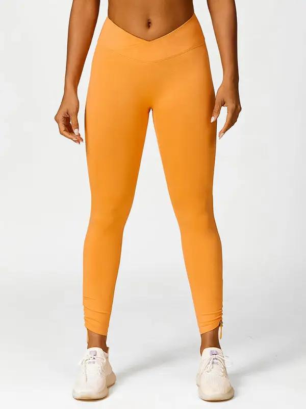 Neue Yogahose mit Kordelzug, atmungsaktiv, einfarbig, Laufhose