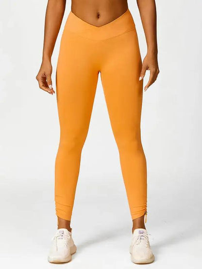 Neue Yogahose mit Kordelzug, atmungsaktiv, einfarbig, Laufhose