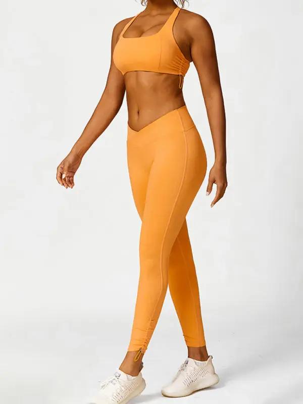 Neue Yogahose mit Kordelzug, atmungsaktiv, einfarbig, Laufhose