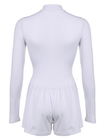 Mode frauen einfarbig casual sportswear reißverschluss weites bein overall shorts