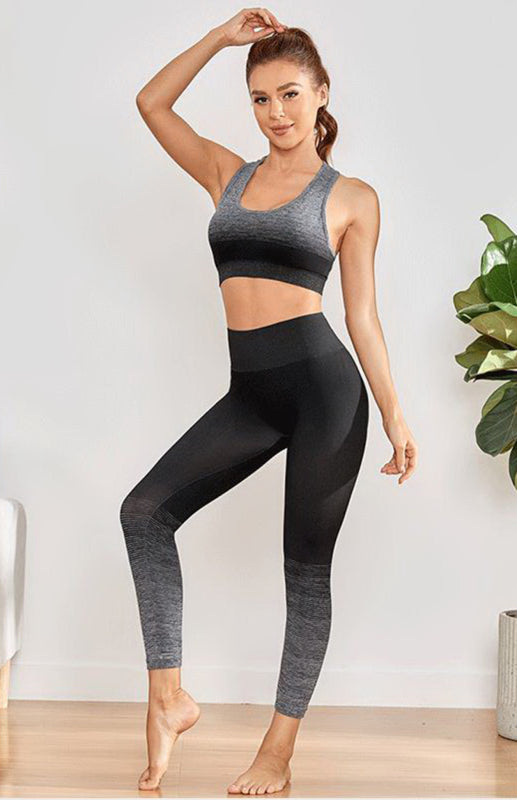 Nahtloses, atmungsaktives, feuchtigkeitsableitendes BH-Yoga-Set für Damen