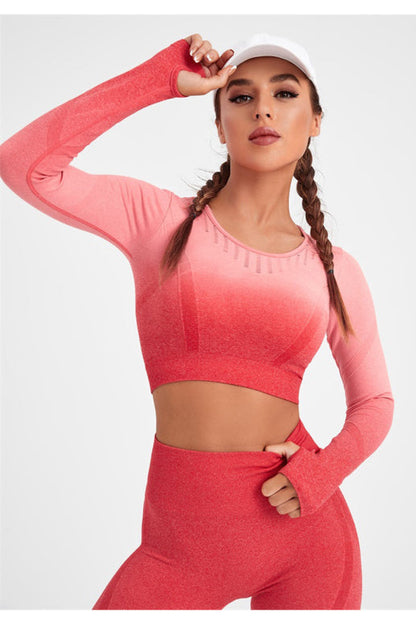 Langarm-Yoga-Set mit Farbverlauf für Damen