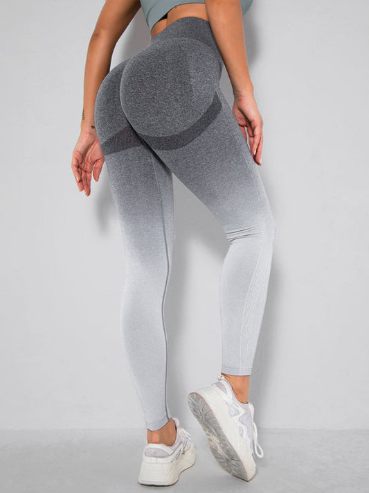 Nahtlose, schlanke, schnell trocknende, sexy, pfirsichfarbene Hüft-Sport-Fitnesshose für Damen