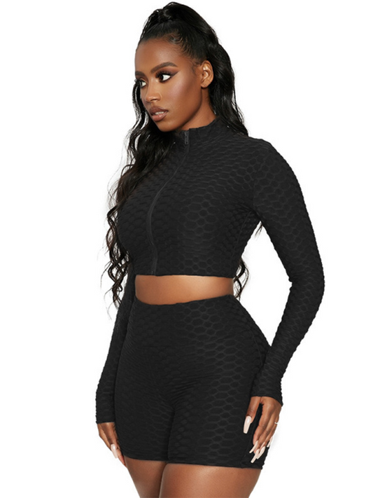Athleisure-Sets für Damen aus festem Strukturstoff