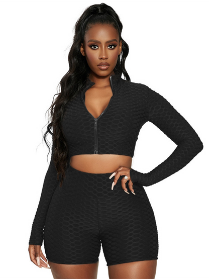 Athleisure-Sets für Damen aus festem Strukturstoff
