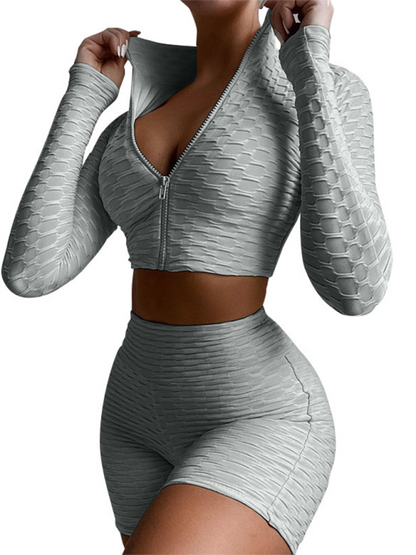 Athleisure-Sets für Damen aus festem Strukturstoff