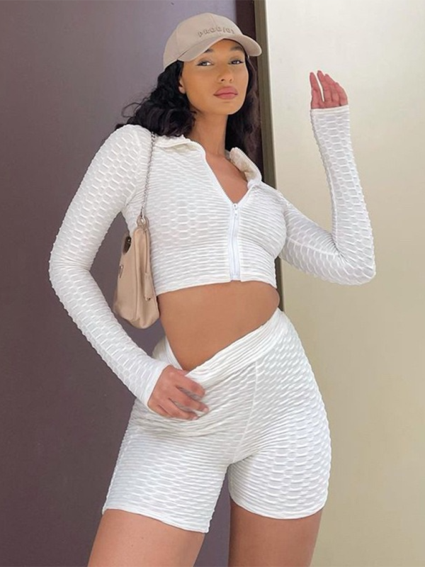 Athleisure-Sets für Damen aus festem Strukturstoff