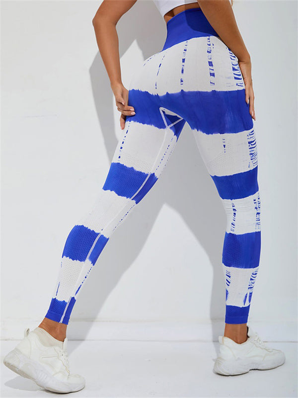 Damen-Batikhose mit hoher Taille, Training, Sport, Yoga, Fitness