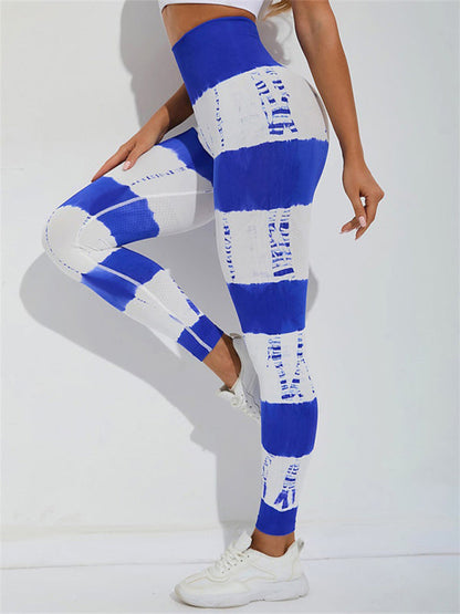 Damen-Batikhose mit hoher Taille, Training, Sport, Yoga, Fitness