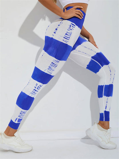 Damen-Batikhose mit hoher Taille, Training, Sport, Yoga, Fitness
