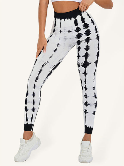 Damen-Batikhose mit hoher Taille, Training, Sport, Yoga, Fitness