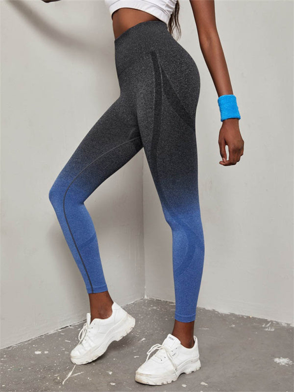 Nahtlose Sport-Yogahose für Damen mit hoher Taille und Farbverlauf