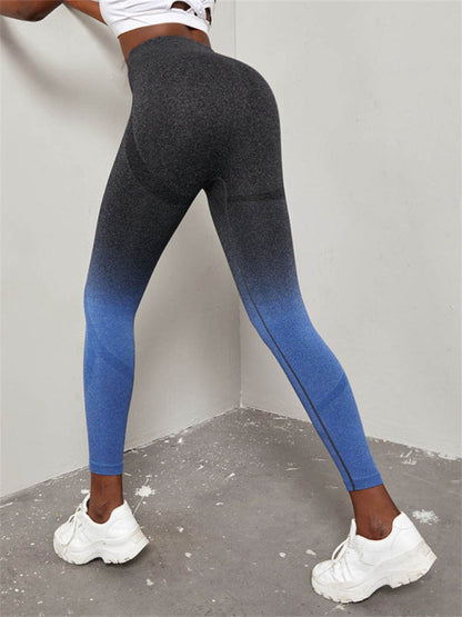 Nahtlose Sport-Yogahose für Damen mit hoher Taille und Farbverlauf