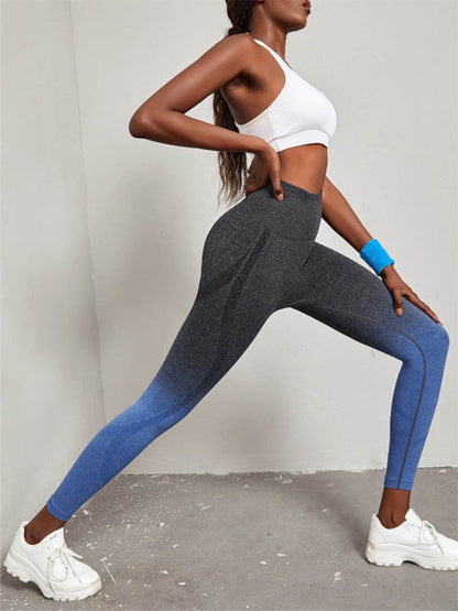 Nahtlose Sport-Yogahose für Damen mit hoher Taille und Farbverlauf