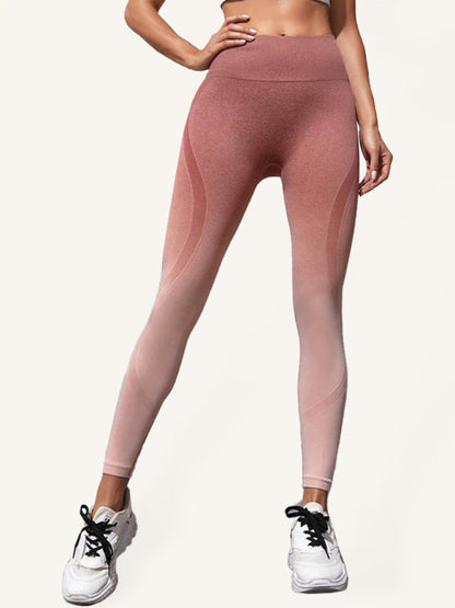 Nahtlose Sport-Yogahose für Damen mit hoher Taille und Farbverlauf